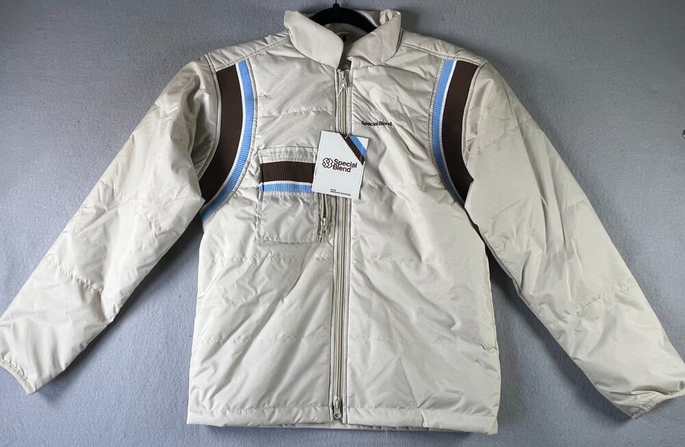 SPECIAL BLEND ~ Winter Ski Jacket Colorblock Beige Brown Blue, Men's Size S, NEW